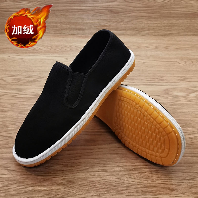 秋冬加绒保暖西山布鞋加厚牛筋底