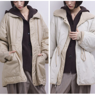 ZOEYJA佐佐家 抽绳绗缝立体滚边棉衣 Adam双面羊毛领防风雨高密度