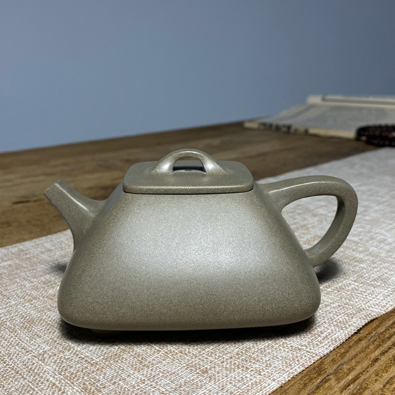 原矿砂皮青纯手工方器紫砂壶