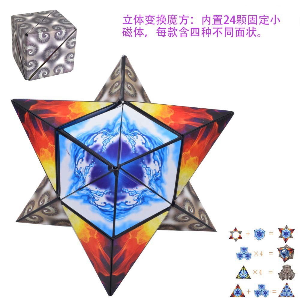 立体几何磁力积木魔方72种3D Fidget Cube智力成人玩具初学者新手