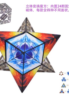 立体几何磁力积木魔方72种3D Fidget Cube智力成人玩具初学者新手