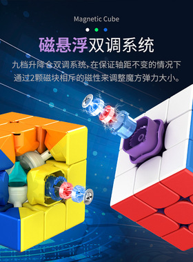魔域威龙WRM磁悬浮版磁力三阶魔方魔域文化磁力数字比赛儿童玩具