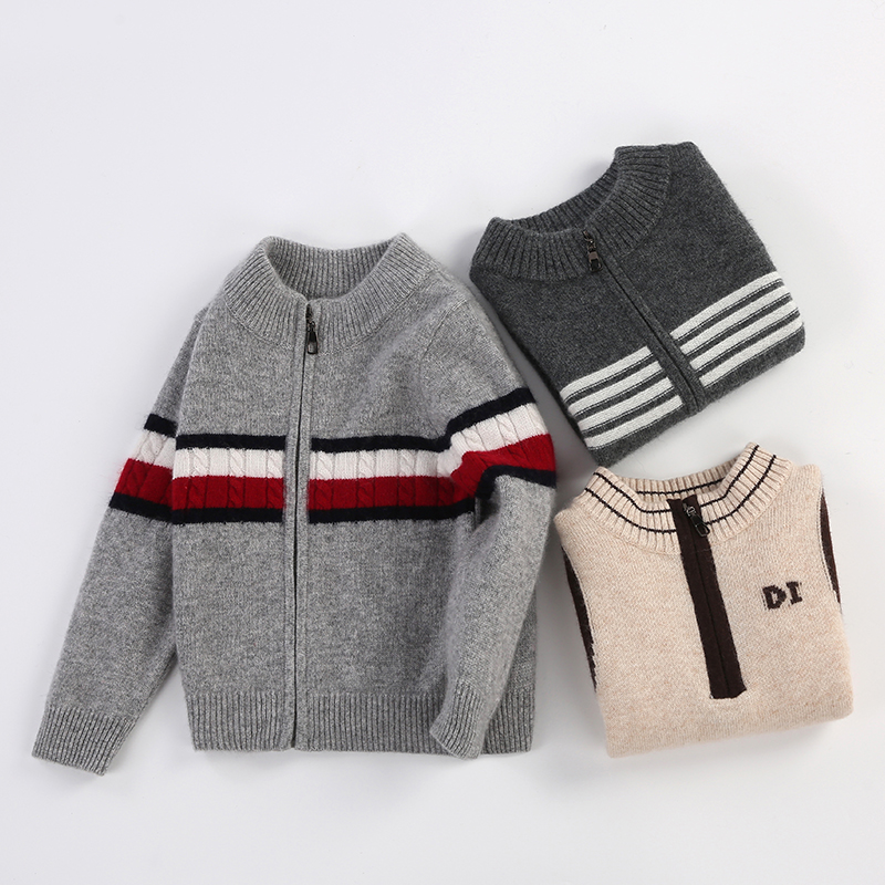 儿童100%羊绒衫童装男童开衫外套