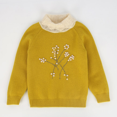 秋冬新款女童羊绒衫100%洪叶羊绒