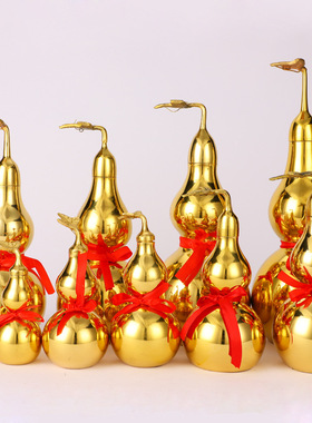 铜葫芦摆件纯铜开口开盖空心八卦五帝钱光面铜葫芦大小号挂件