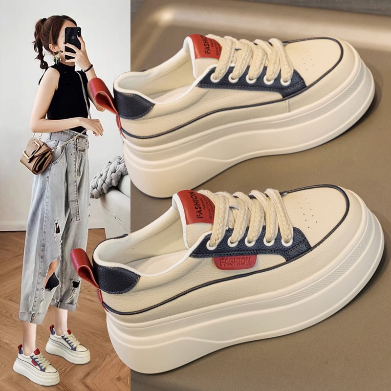 7cm明星小白鞋女2025秋季新款内增高板鞋松糕厚底爆款百搭休闲女