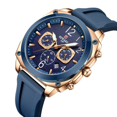 多功能男表硅胶表带夜光石英腕表