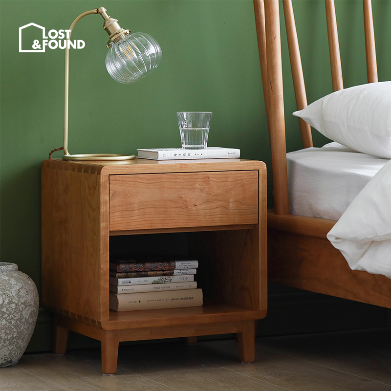 简约现代北欧北美樱桃实木床头柜