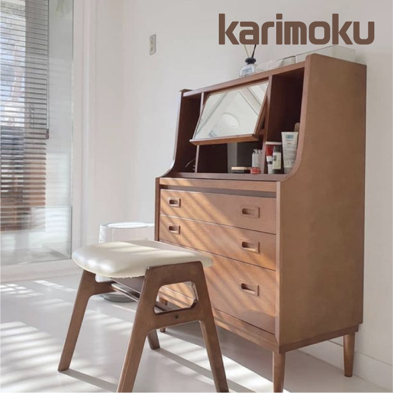 karimoku日式风复古收纳抽屉桌图片