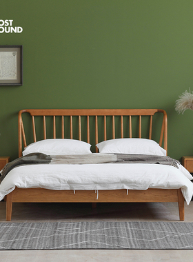 失物招领 疏影床 1.8米双人实木床现代简约北欧风1.5m胡桃木大床