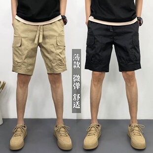 冰丝弹力工装短裤男2026夏季薄款美式潮牌宽松百搭运动五分裤子男