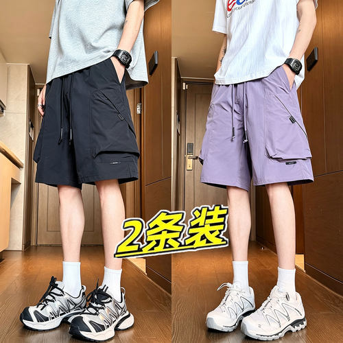 工装短裤男士夏季薄款情侣宽松外穿夏装潮牌沙滩速干五分裤子男款