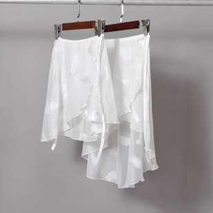 芭蕾舞蹈纱裙一片式裙剪花羽毛立体手感裙系带半身裙训练基训表演