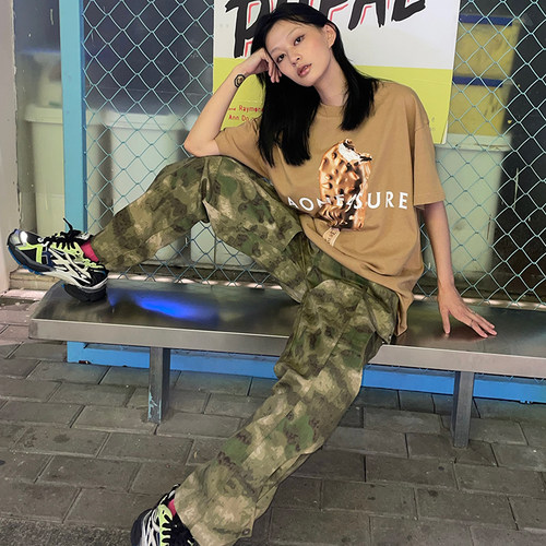 AONE4SURE雪糕印花驼色短袖T恤夏
