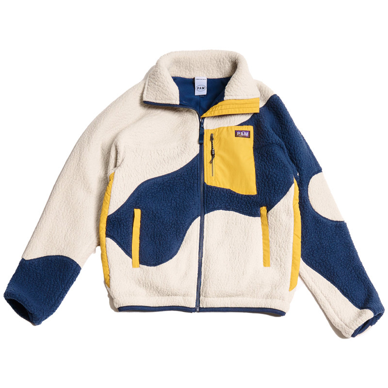 现货 P.A.M 拼色拼接摇粒绒拉链休闲宽松夹克外套 LIVE ON EARTH