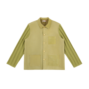 街头休闲反绒牛皮纽扣多口袋双色皮衣情侣 Break kahut Coffee