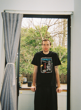 RAGAZZO Jason&Bunny 卡通印花纯棉230g街头宽松黑色短袖T恤男女