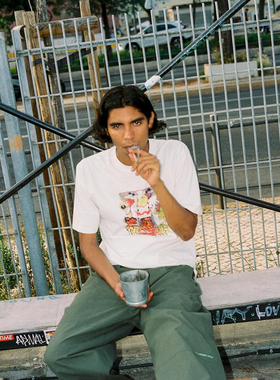 YARDSALE Trip卡通涂鸦印花滑板街头宽松休闲圆领纯棉短袖T恤情侣