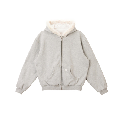 kahut重磅兔毛华夫格拉链卫衣