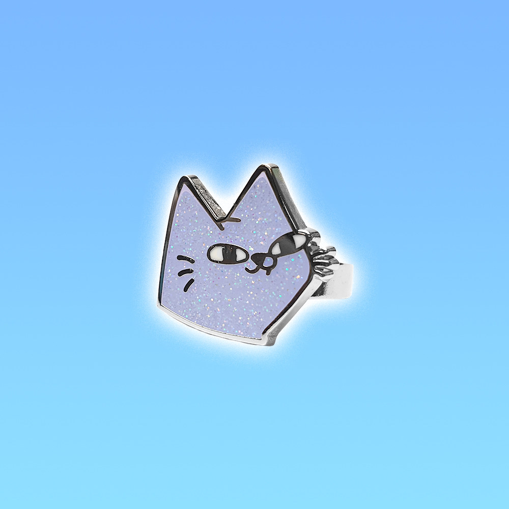 现货 leon karssen 蓝污猫紫色猫头可爱趣味戒指可调节盒装情侣