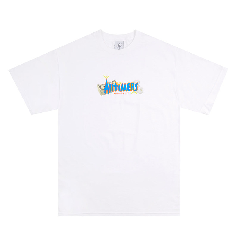 正品 ALLTIMERS 美金LOGO印花AGENCY滑板宽松圆领休闲短袖T恤情侣