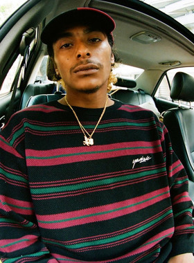 现货 YARDSALE Mirage滑板针织衫条纹宽松圆领套头休闲薄毛衣情侣