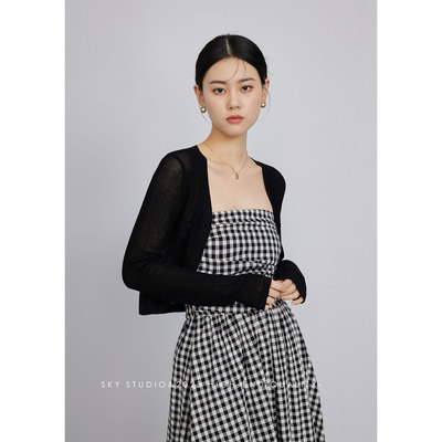 聚酯纤维开衫长袖春夏季修身