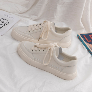 白色皮面小白鞋 板鞋 女款 学生百搭平底运动爆款 配裙子 2025新款 秋季