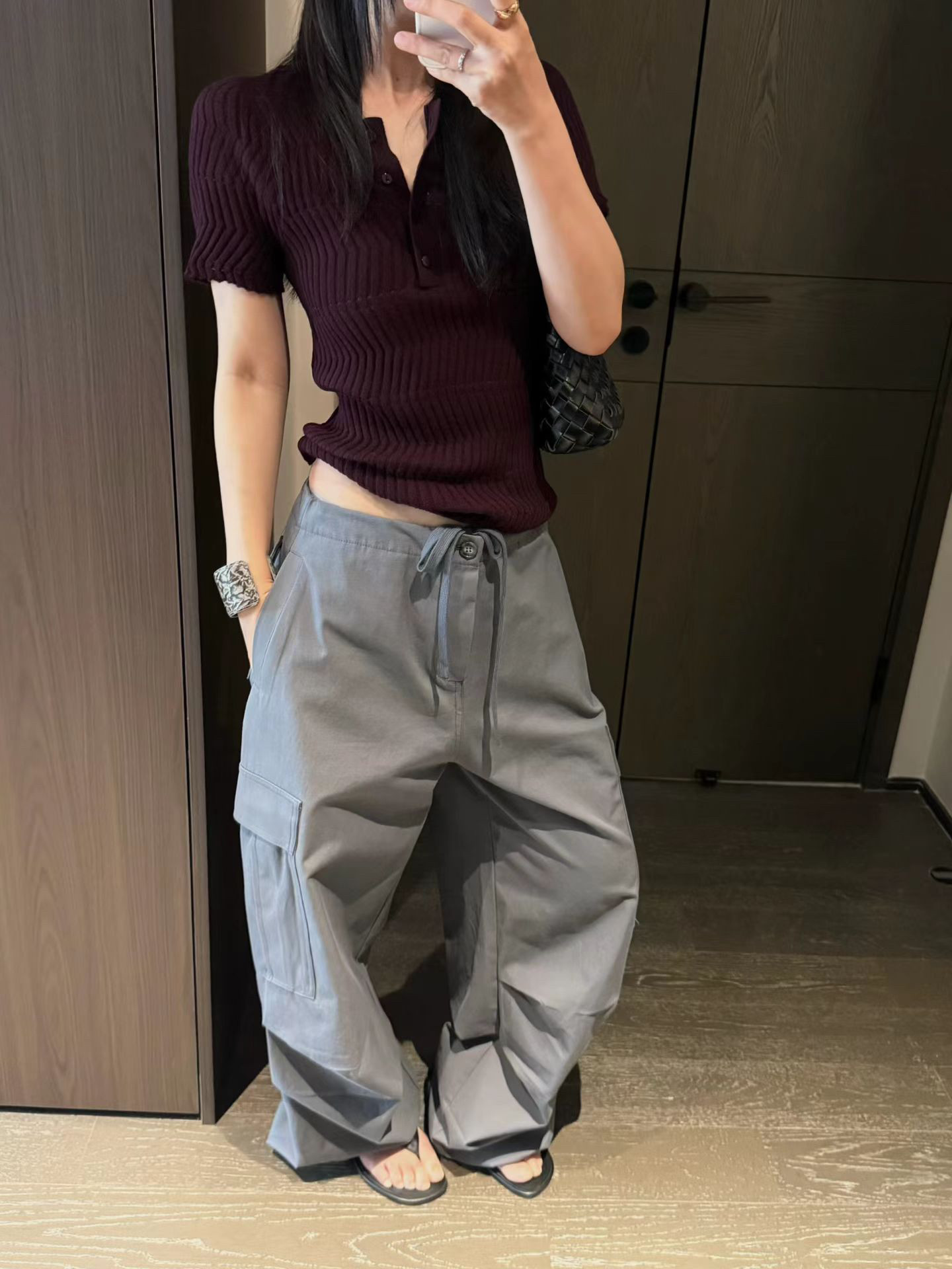 Glog 韩国东大门26秋季新品 高支水洗棉抽绳宽松工装裤休闲裤