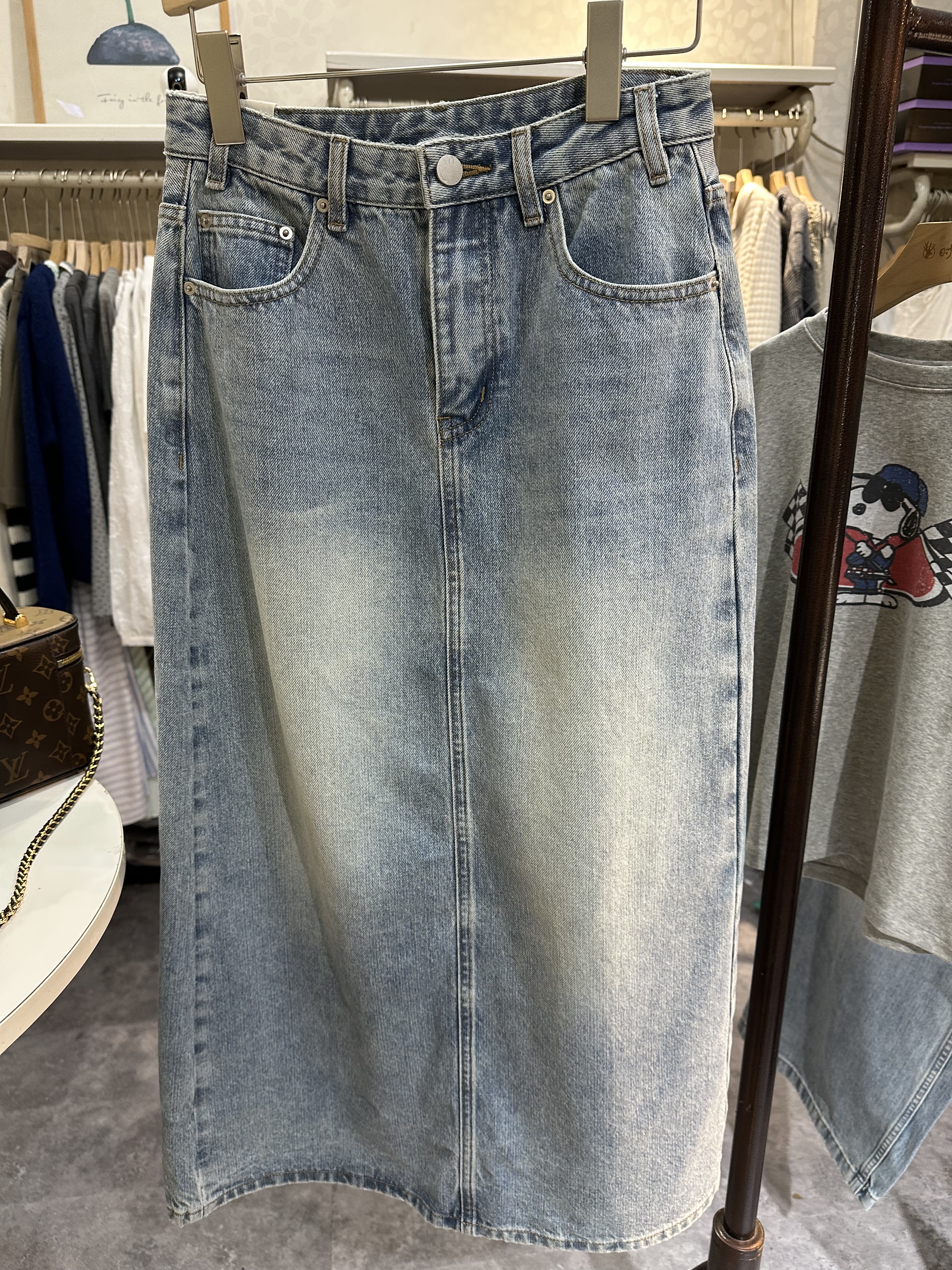 Spa2026春日本进口面料DENIM前后开衩高雅很有女人味牛仔半身裙