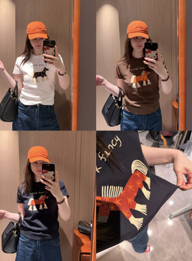 重工流苏橙色小马～修身弹力多色入短袖T恤2026春夏新款现货