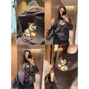 软料显瘦三季 印花T恤 实穿～2025户外日常都好穿深灰色长袖