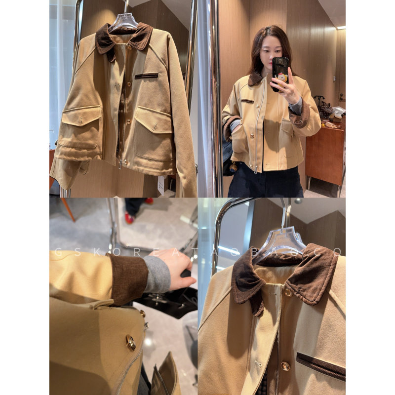 7折短款帅气巴恩风～现货2025金扣口袋拼色卡其工装棉服短外套,女装/女士精品,棉衣/棉服,淘宝优惠券,粉丝福利购,淘宝优惠卷