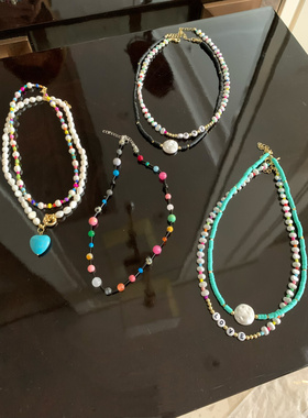 每条都好看又百搭彩色珠短项链