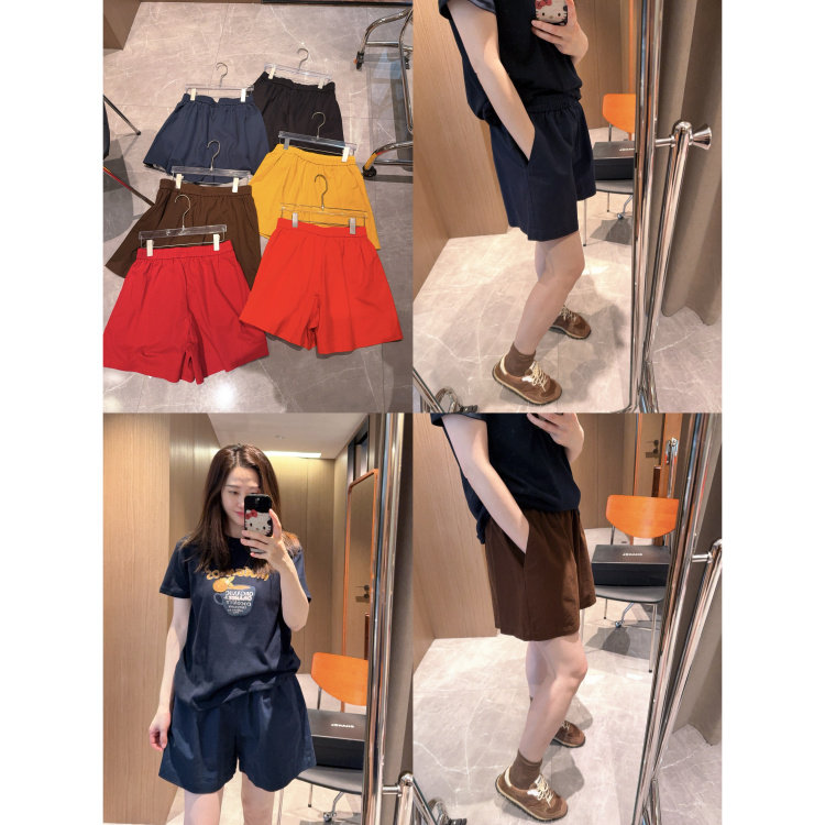 基础百搭款～现货2026松紧腰斜纹布料透气口袋宽松短裤