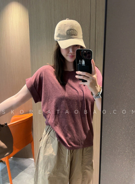 深圳高端货雪花料～现货暗红色小蝙蝠侠遮膀子显瘦短袖纯色T恤