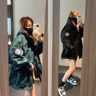 已定2025秋冬季 重工墨绿oversize宽松派克服冲锋衣棉服外套 新款