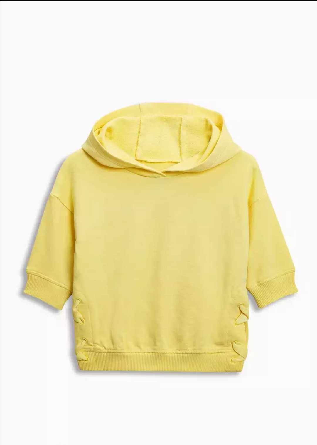 【现货】英国next女童女宝全棉黄色卫衣帽衫时尚韩版长袖上装