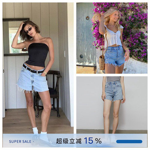 AGOLDE高腰牛仔短裤女热裤