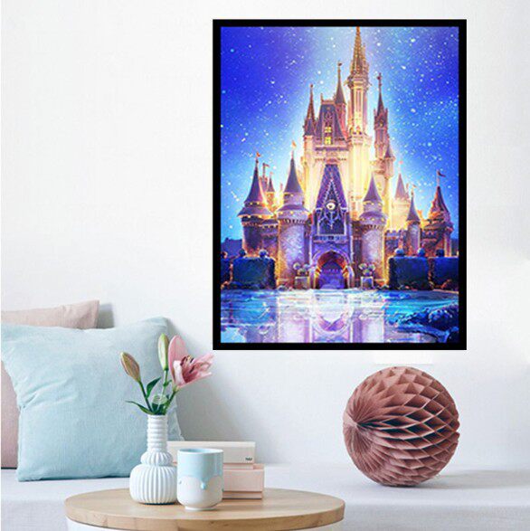 新款diy钻石画 奇幻城堡风景装饰画点钻绘画全新满钻带工具30*40