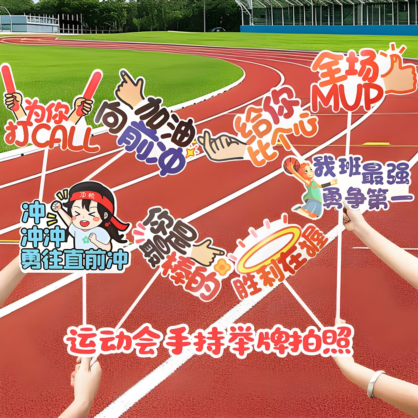 中小学校幼儿园运动会加油手持牌