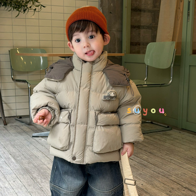 男童韩版立体小汽车连帽羽绒服