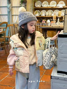 加绒 女童小童糖果色羽绒连帽马甲卡通卫衣卫裤 凡妈童装 25秋冬新款