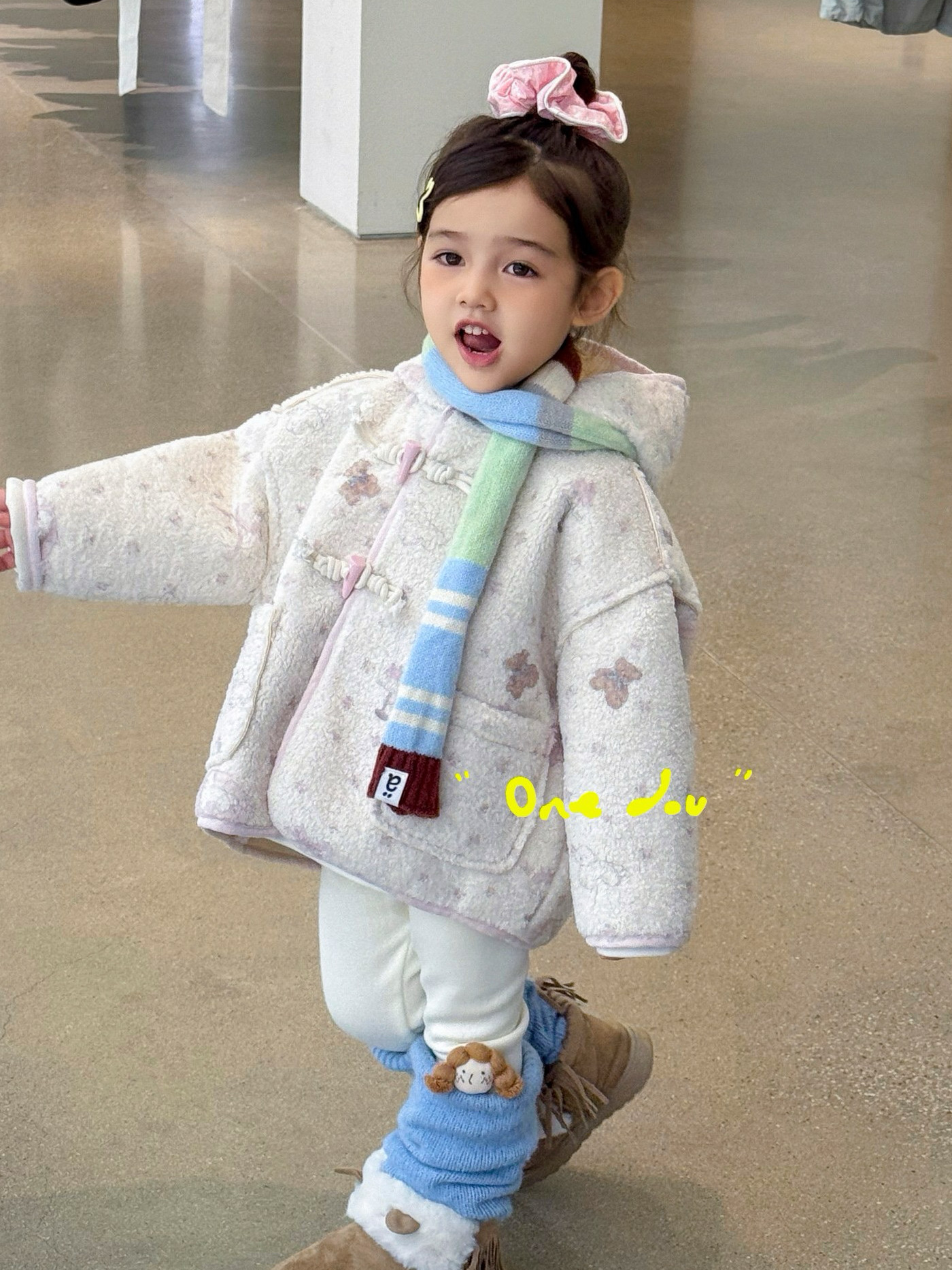 凡妈童装2025冬季新款女童小童韩版可爱小熊牛角扣毛毛外套打底裤,童装/婴儿装/亲子装,普通外套,淘宝优惠券,粉丝福利购,淘宝优惠卷