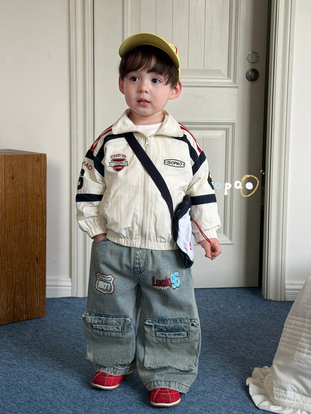 凡妈童装26春新款男童小童韩版休闲洋气贴标夹克外套口袋牛仔长裤