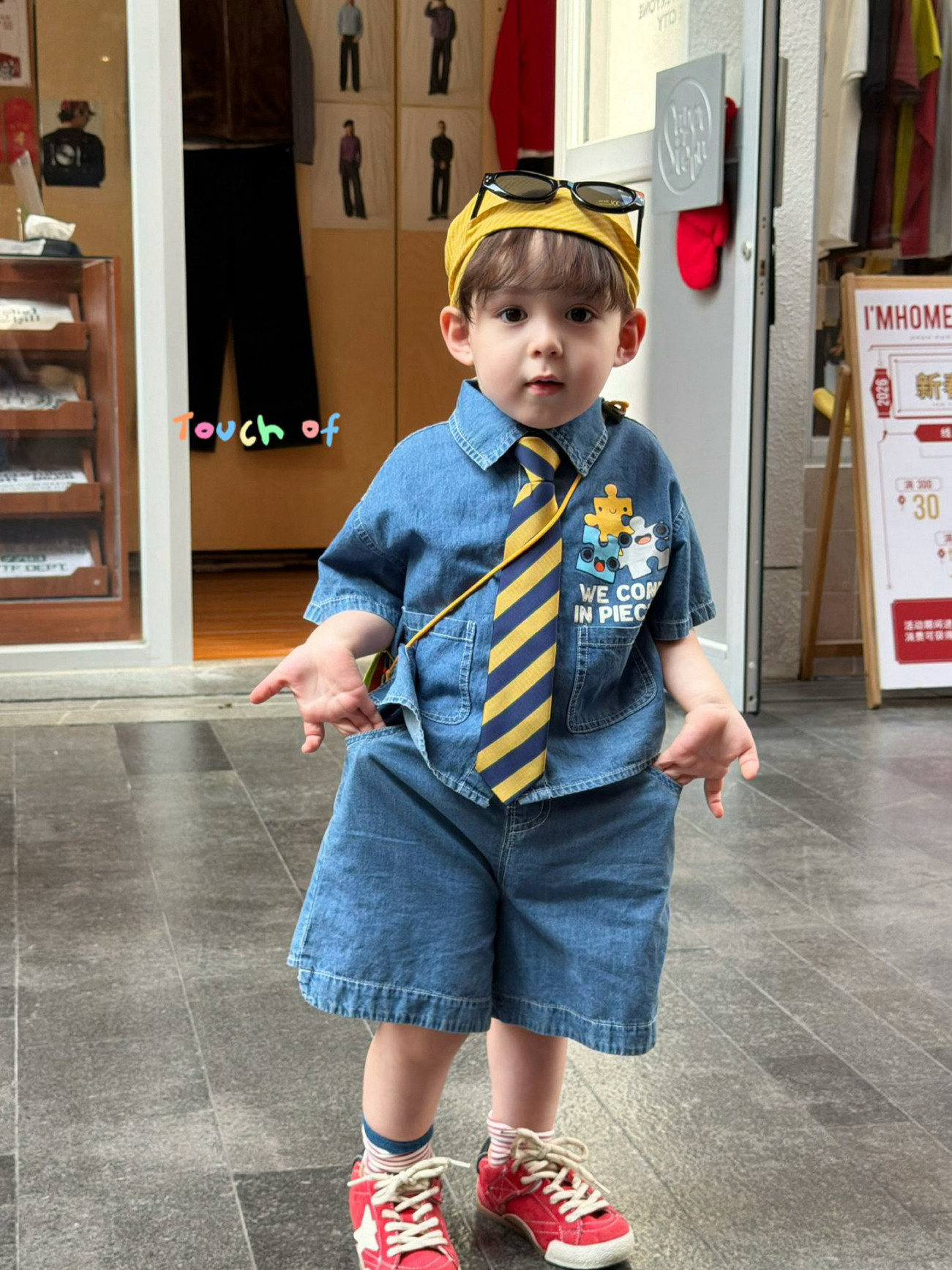 凡妈童装26夏季新款男童小童韩版柔软薄牛仔衬衫短裤休闲套装两件