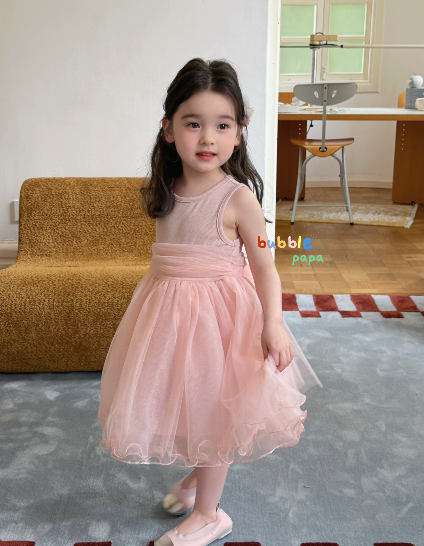 凡妈童装2026夏季新款女童小童韩版蝴蝶结蓬蓬裙公主纱裙连衣裙