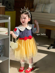 凡妈童装2026夏季新款女童小童韩版蝴蝶结可爱白雪公主纱裙连衣裙