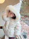 凡妈童装 满印卡通精灵帽大毛领羽绒服外套 女童小童韩版 25冬季 新款