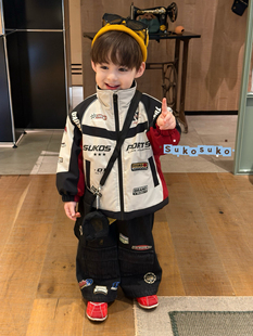 凡妈童装2026秋冬新款男童小童韩版加绒牛仔裤机车风休闲棉服外套